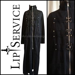 ❌SOLD Vintage lip service goth Bondage Gothic Trench Duster Straightjacket
